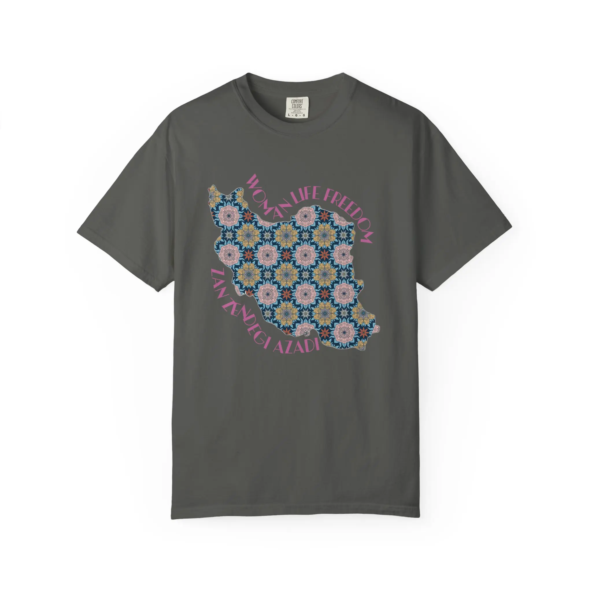 Woman Life Freedom Protest | Flowers Pink Retro Unisex Shirt - Image 2