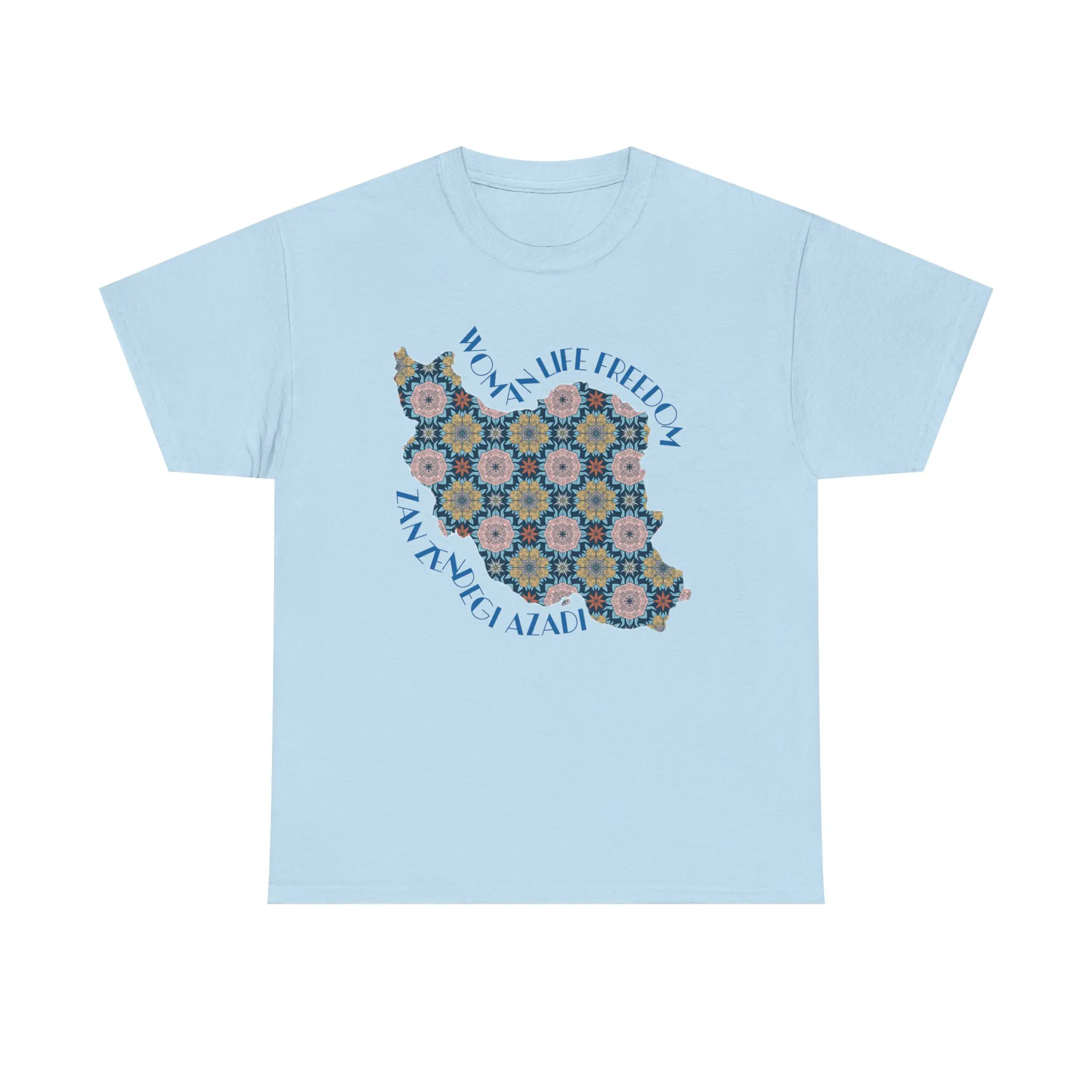 Woman Life Freedom Protest | Flowers Blue Unisex Shirt - Image 4