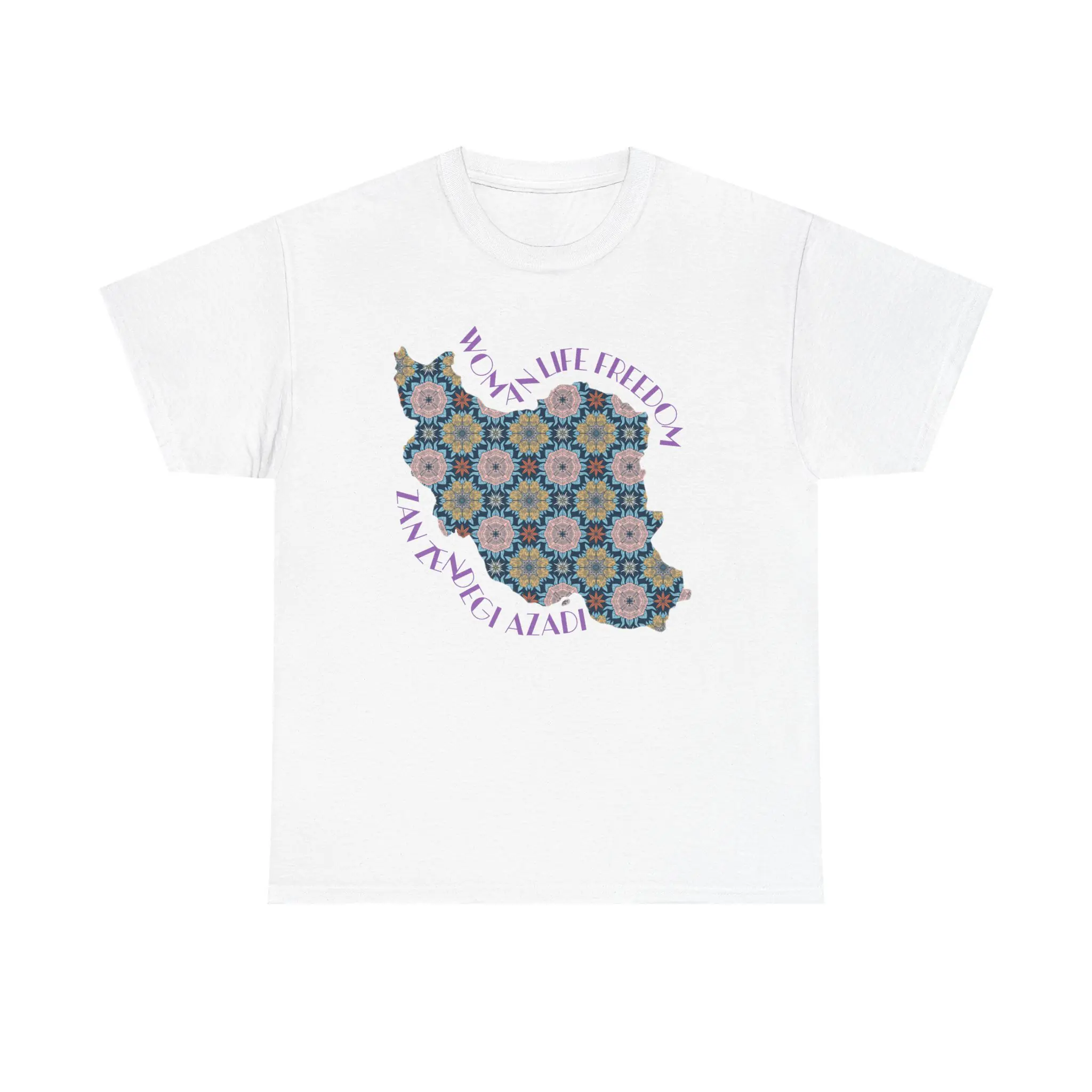 Woman Life Freedom Protest | Flowers Violet Unisex Shirt - Image 2