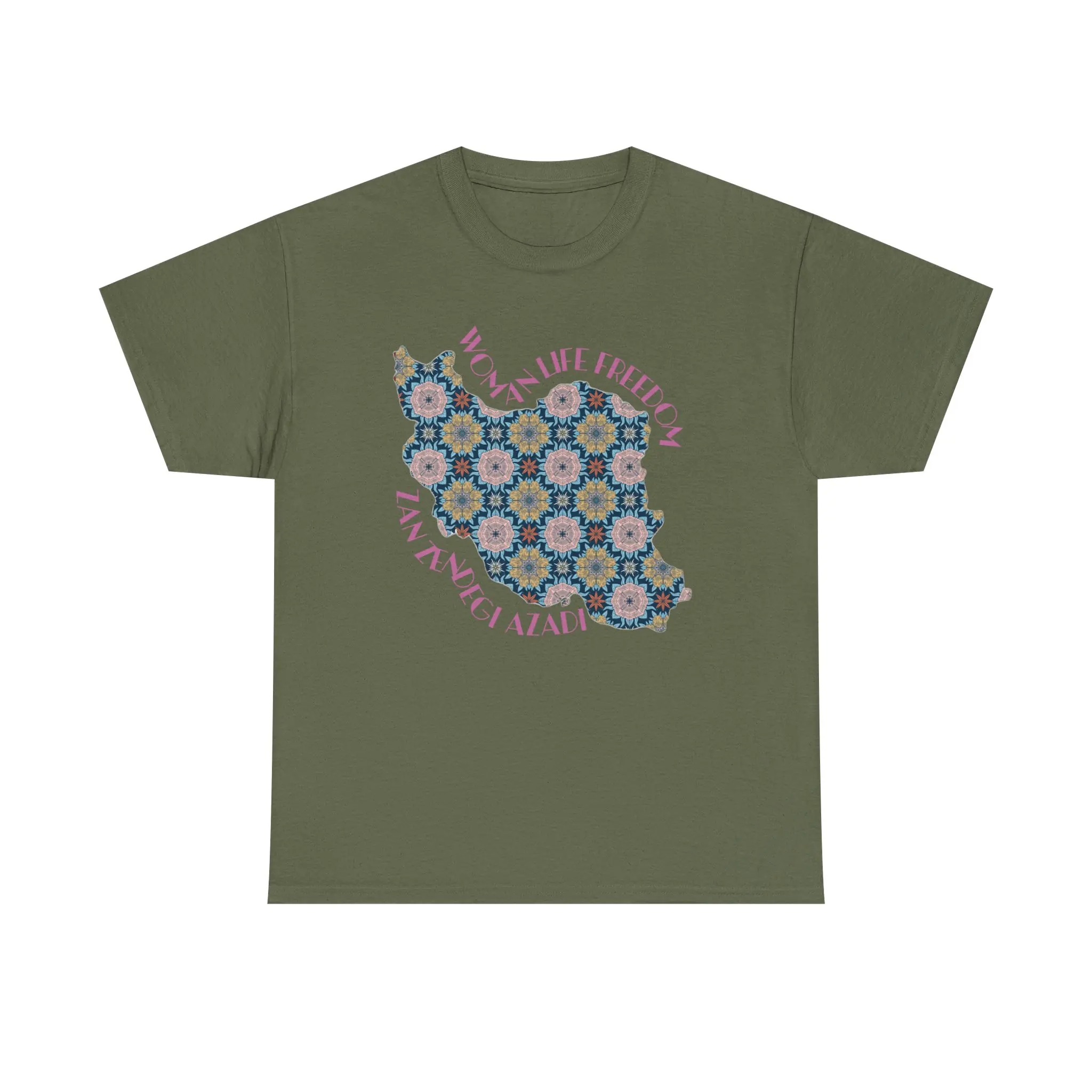 Woman Life Freedom Protest | Flowers Pink Unisex Shirt - Image 10