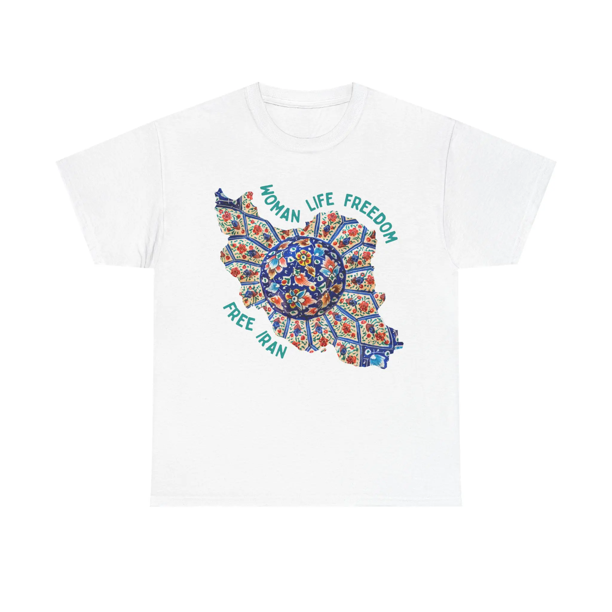 Woman Life Freedom | Persian Art Green Unisex Shirt - Image 2
