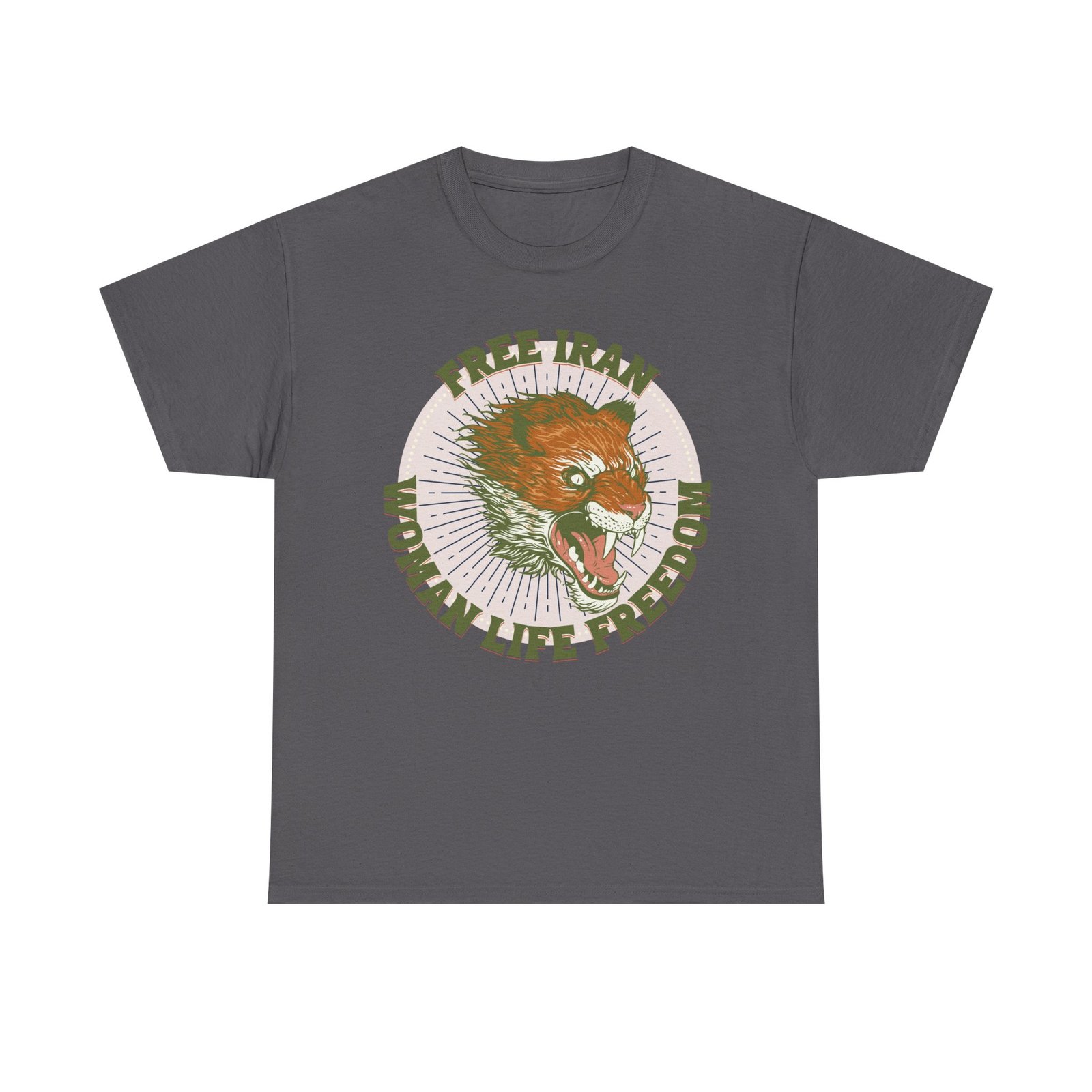 Free Iran Protest | Angry Lion Green Unisex Shirt - Image 4