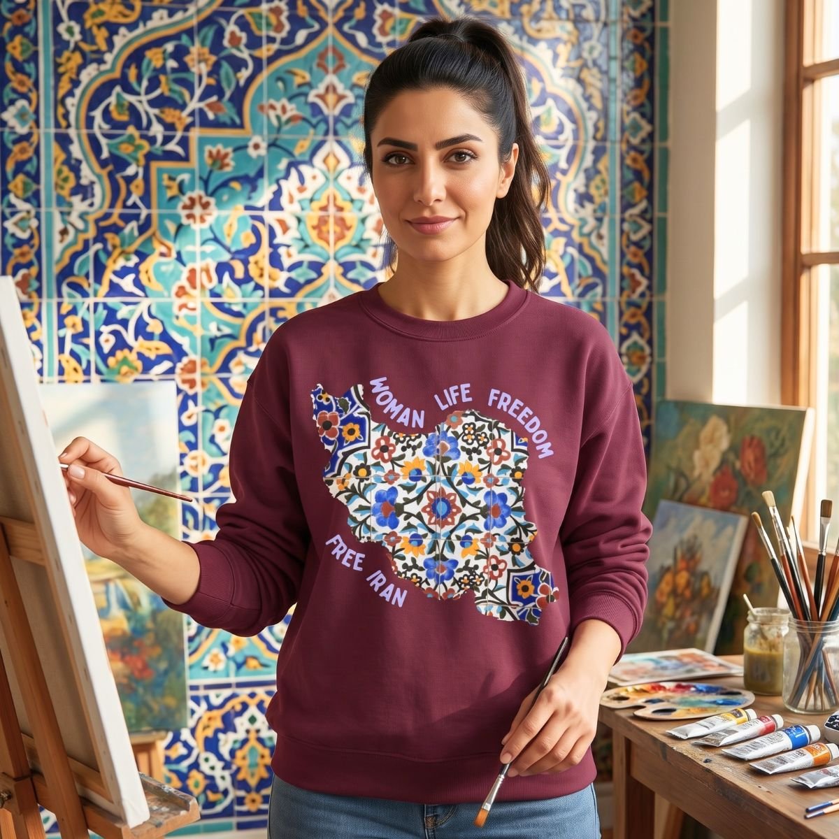 Woman Life Freedom | Persian Tiles Sweatshirt - Image 5